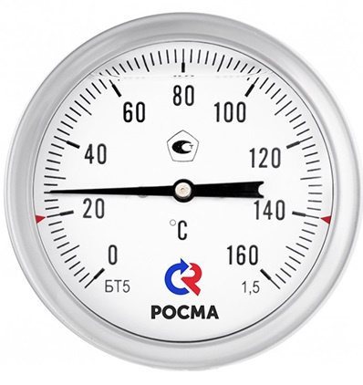 Термометры коррозионностойкие с возможностью гидрозаполнения силиконом (осевое присоединение) тип БТ, серия 220